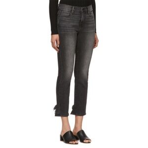 FRAME Le Nouveau Straight Leg Jeans Walters Black Grey Denim Raw Hem Women’s 25